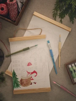 Forhåndstrykt Lerret Med Ramme 18 X 24 Cm Julepynt|Lerreter