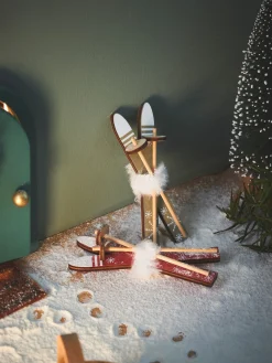 New Miniatyrskisett Julepynt|Nissedør Og Tilbehør