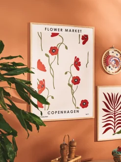 Online Plakat Flower Market Copenhagen 50 X 70 Cm Rammer Og Plakater