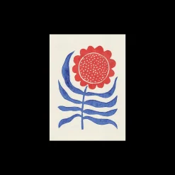 Hot Plakat Red Flower / Lino Print A3 Rammer Og Plakater