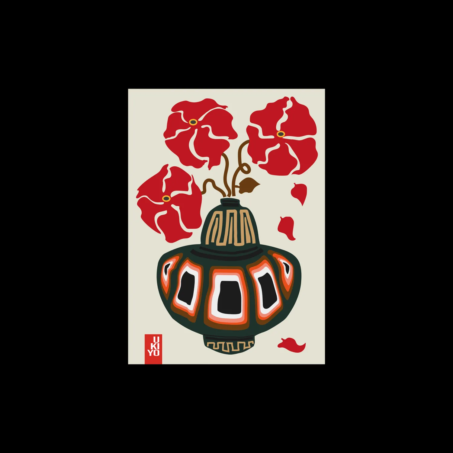 Sale Plakat Ukiyo Vase Flower Greige 50 X 70 Cm Rammer Og Plakater